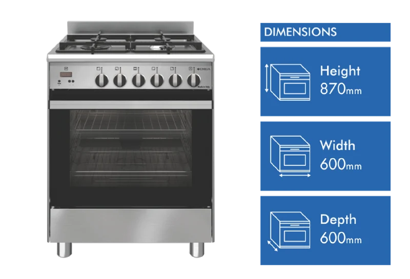 Emilia 60cm Stainless Steel Gas Upright Cooker