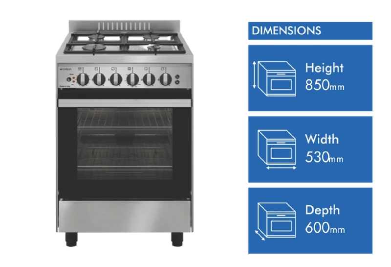 Emilia 53cm Stainless Steel Gas Cooker