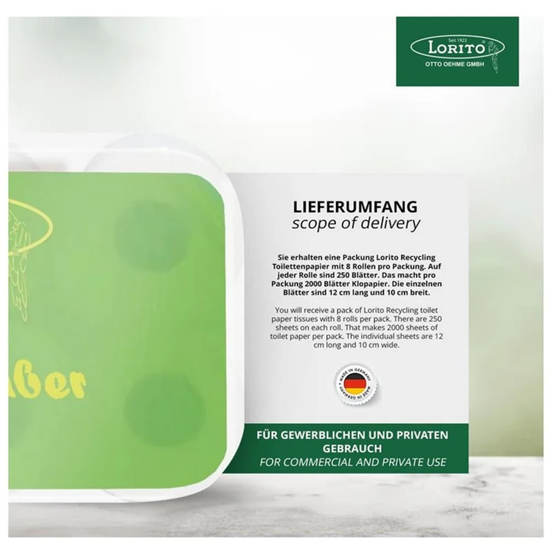 Lorito Toilettenpapier Klopapier frisch sauber recycling