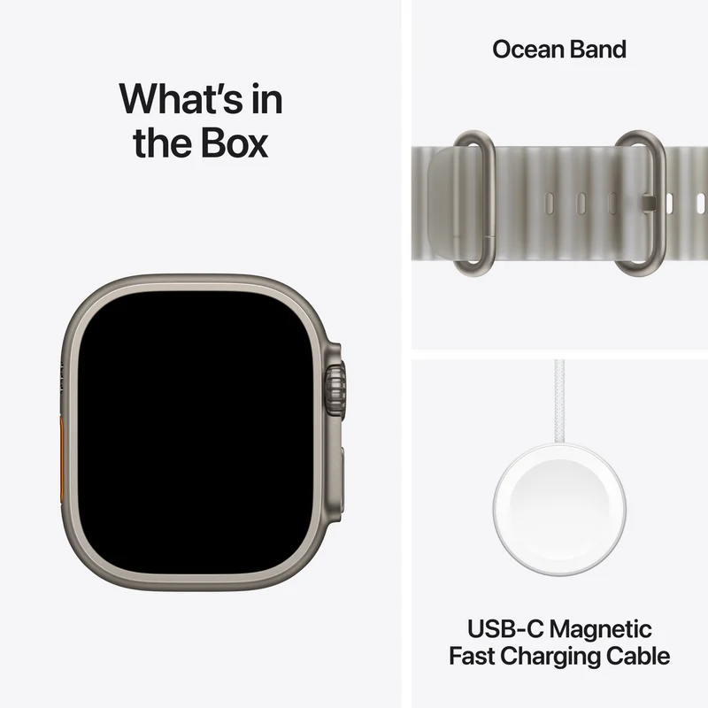 Apple Watch Ultra 4 GPS + Cellular 49mm Natural Titanium Case Translucent Grey Ocean Band