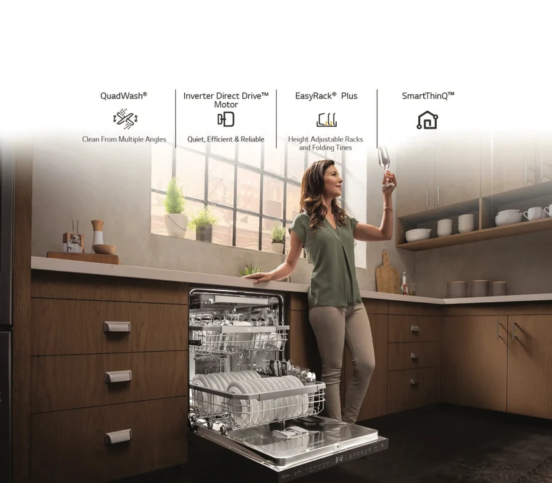 LG 60cm 15 Place QuadWash Freestanding Dishwasher, Stainless Steel