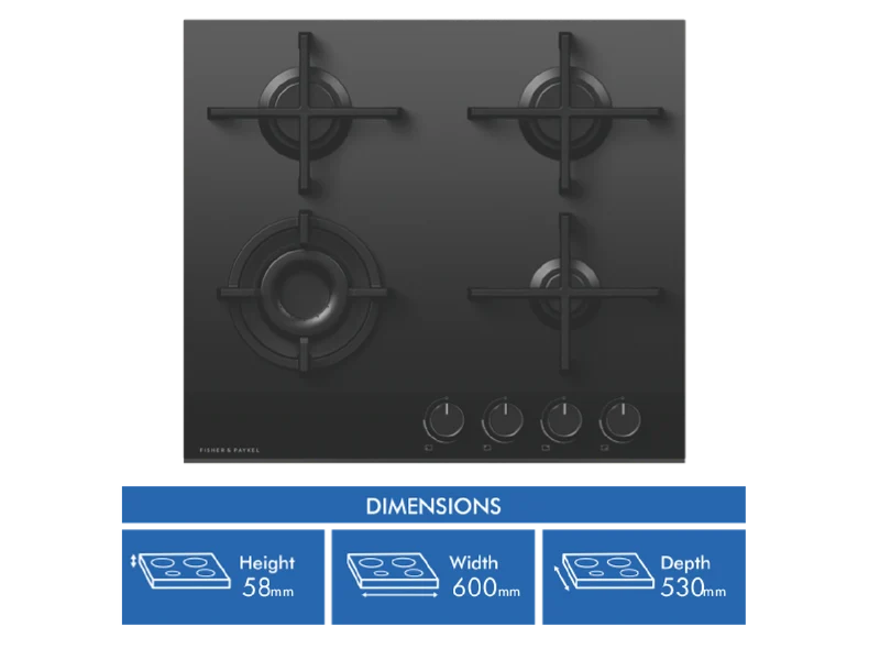 Fisher & Paykel 60cm Series 9 4 Burner Gas Cooktop, LPG