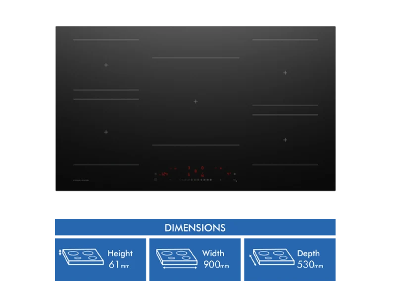 Fisher & Paykel Series 5 90cm 5 Zone Induction Cooktop Low Current, Black Glass