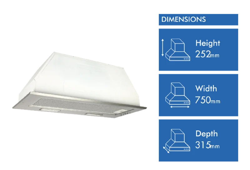 Emilia 75cm Undermount Rangehood, Stainless Steel