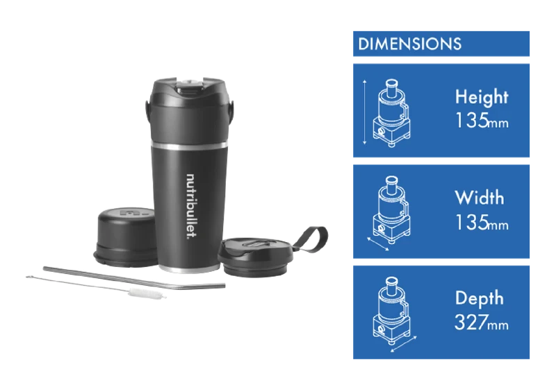 NUTRIBULLET Stainless Steel Flip Portable Blender Black