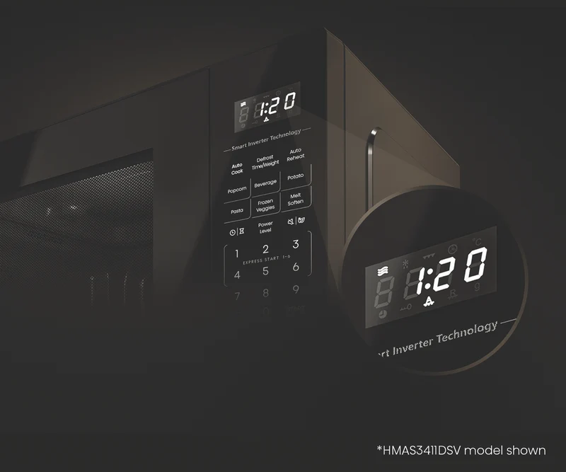 Hisense 34L 1100W Inverter Microwave Dark Stainless Steel