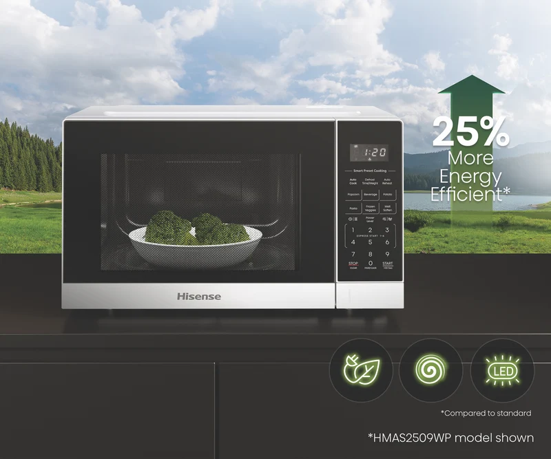 Hisense 25L 900W Countertop Microwave Pearl White