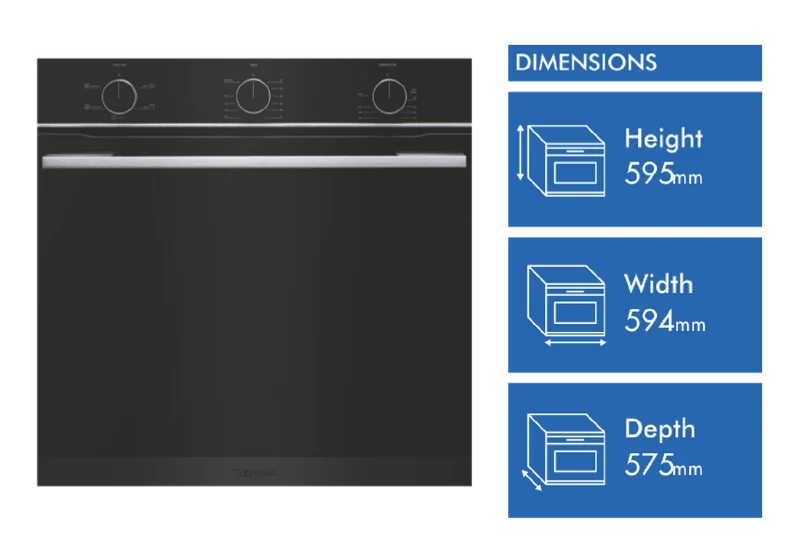 Technika 60cm 5 Function Electric Oven with 10A Plug and Lead
