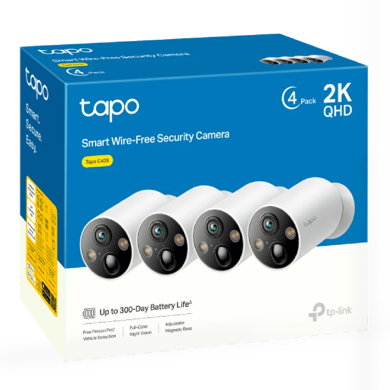 TP-LINK 2K 4MP Smart Wire-Free Security Camera System (4-pack)