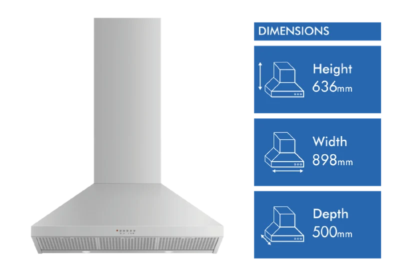 Fisher & Paykel 90cm Series 7 Pyramid Chimney Wall Rangehood