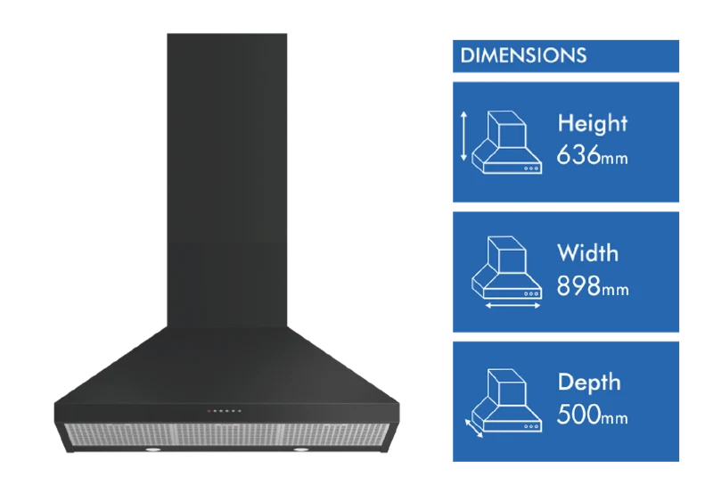 Fisher & Paykel 90cm Series 7 Pyramid Chimney Wall Rangehood