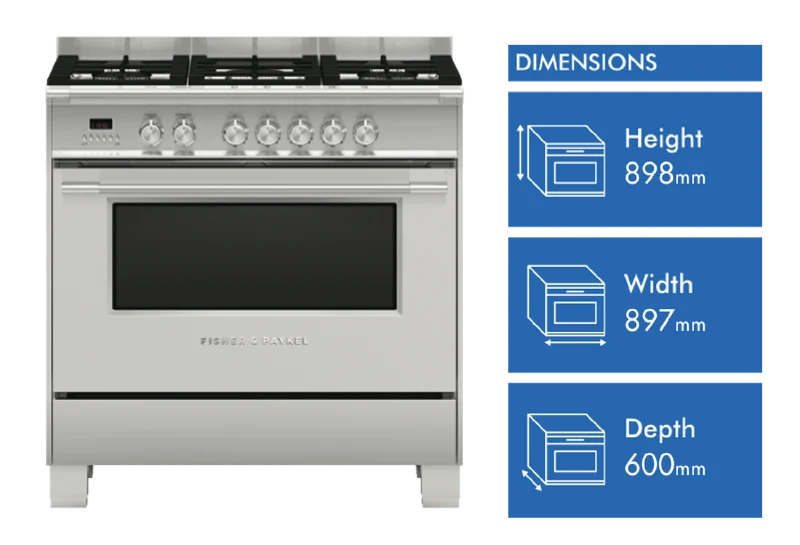 Fisher & Paykel 90cm Series 7 Classic 5 Burner Dual Fuel Cooker