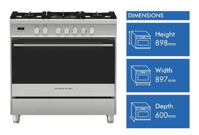 Fisher & Paykel 90cm Series 5 Classic 5 Burner Dual Fuel Cooker