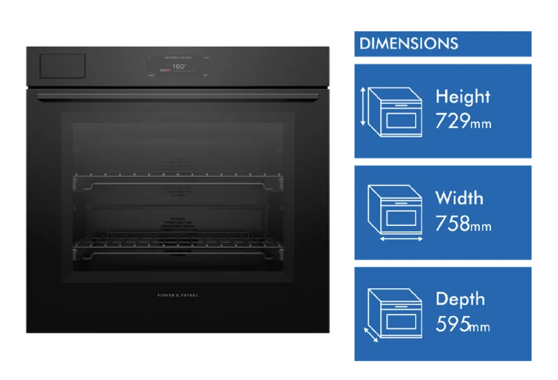 Fisher & Paykel Series 11 Minimal 76cm Pyrolytic Steam Assist Oven, Black Glass