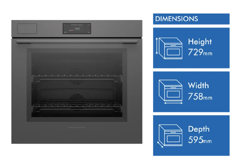 Fisher & Paykel Series 11 Minimal 76cm Pyrolytic Steam Assist Oven, Grey Glass