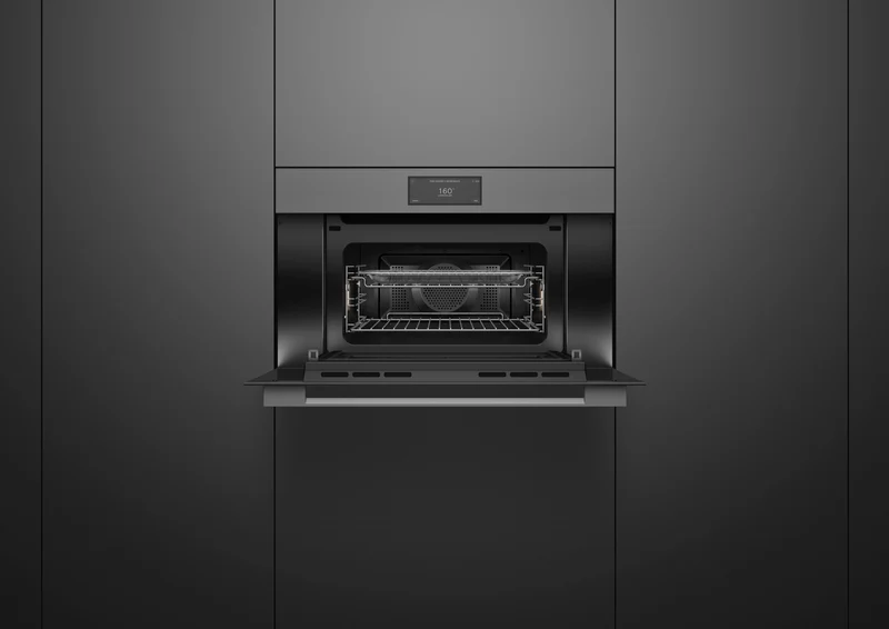 Fisher & Paykel Series 9 Minimal Compact 76cm Combination Steam Oven, Grey Glass