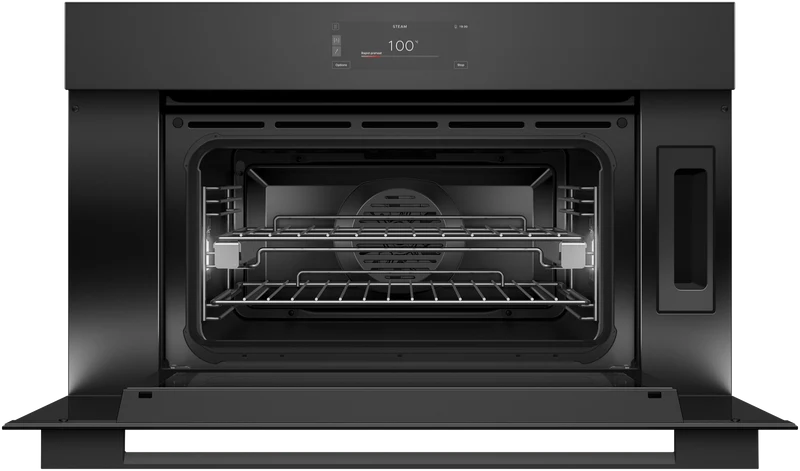 Fisher & Paykel Series 9 Minimal Compact 76cm Combination Steam Oven, Black Glass