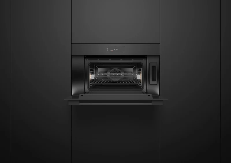 Fisher & Paykel Series 9 Minimal Compact 76cm Combination Steam Oven, Black Glass