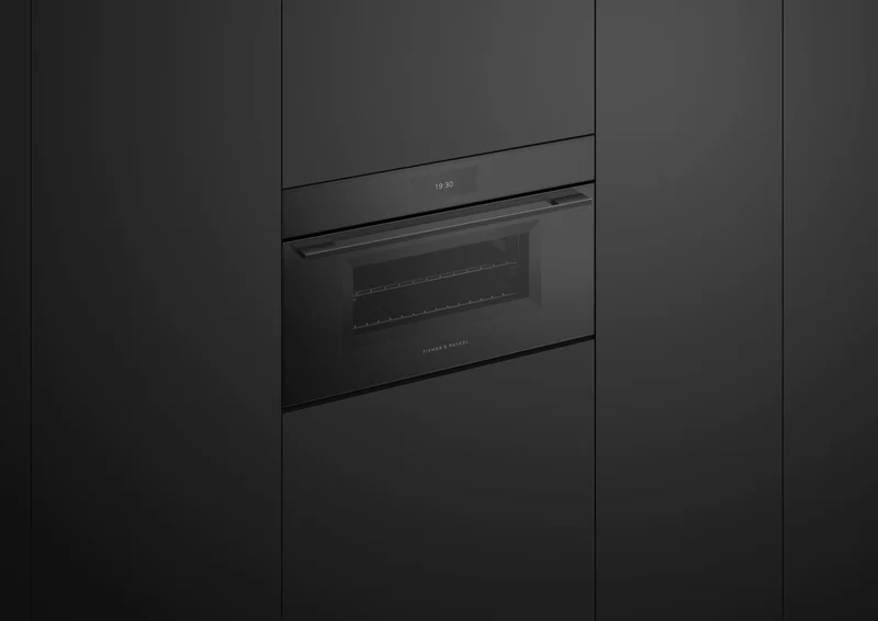 Fisher & Paykel Series 9 Minimal Compact 76cm Combination Steam Oven, Black Glass
