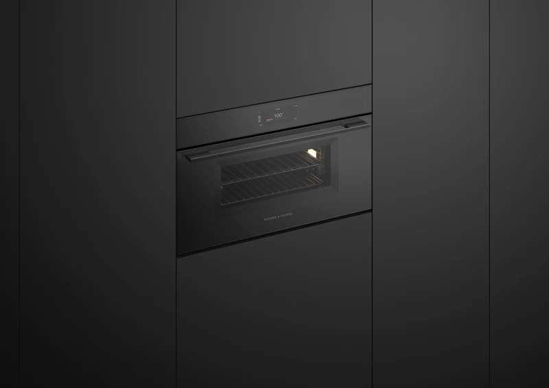 Fisher & Paykel Series 9 Minimal Compact 76cm Combination Steam Oven, Black Glass