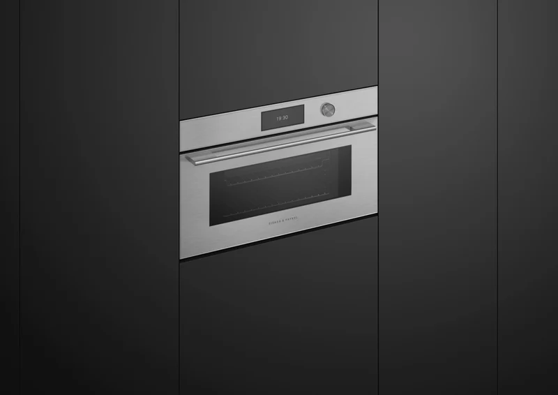 Fisher & Paykel Series 9 Contemporary Compact 76cm Combination Steam Oven, Brushed Silver Glass