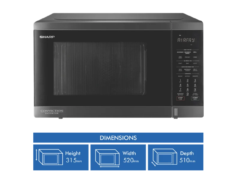 Sharp 32L 1100W Airfry Convection Microwave Black Stainless Steel
