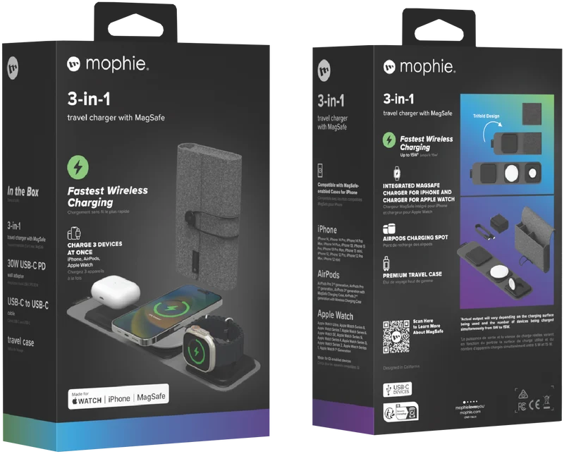 Mophie 3 in 1 MagSafe Travel Charger & Travel Case