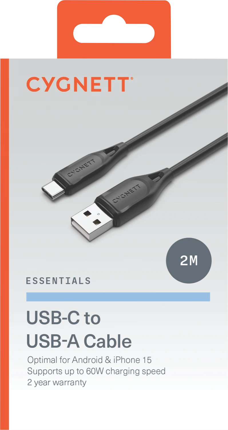 Cygnett Essentials USB-C To USB-A (USB 2.0) Cable 2m - Black