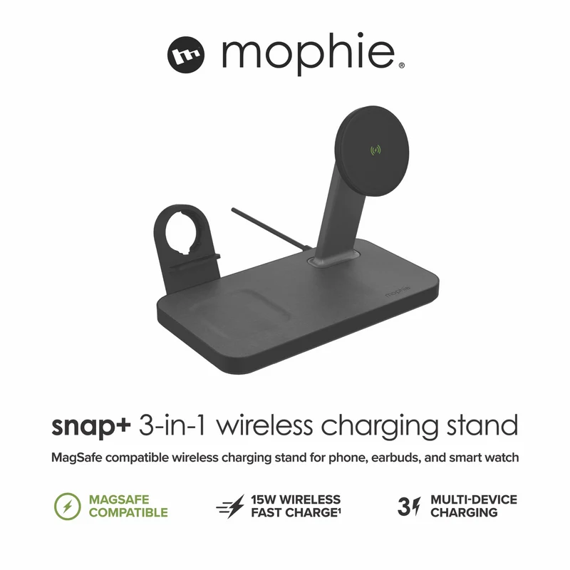 Mophie Snap+ 3-in-1 wireless charging stand w/ BYO watch 3in1