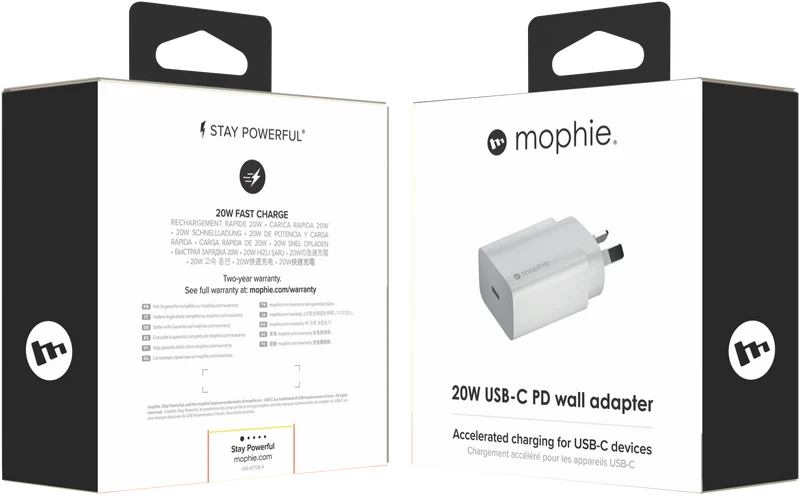 Mophie 20W Wall Charger USB-C PD 1C White