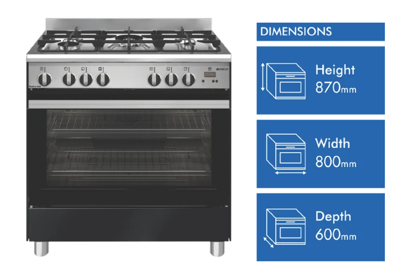 Emilia 80cm Gas Cooker - Matt Black