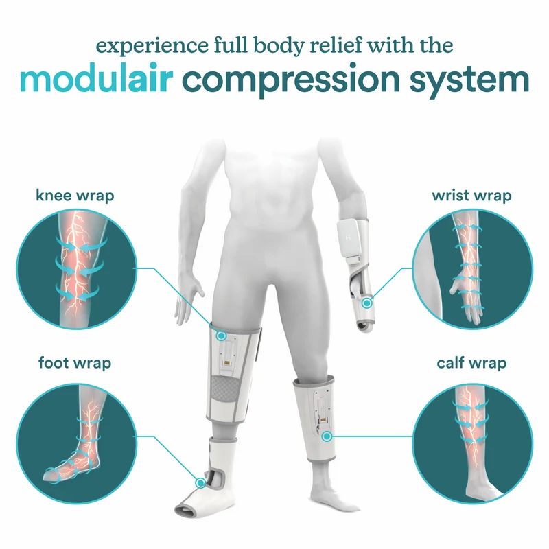 Homedics Modular Calf Compression Wrap + Controller Light Grey