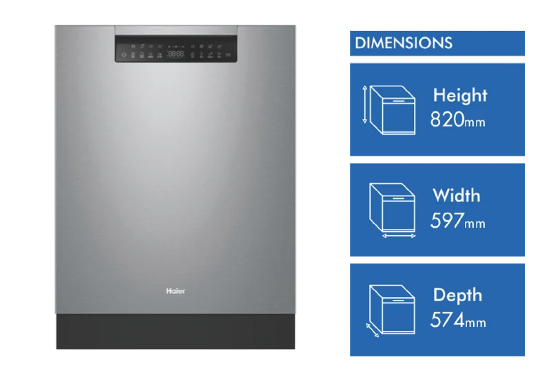 Haier 600 Series Built Under Dishwasher, Steam, Stainless Steel