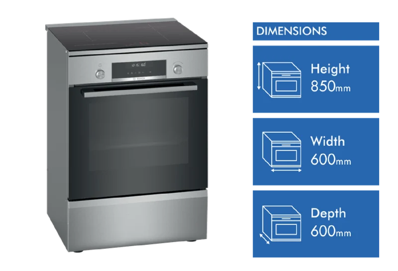 Bosch Series 6 Induction Freestanding Cooker, Stainless Steel