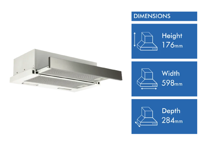 Emilia 60cm Slideout Rangehood, Stainless Steel