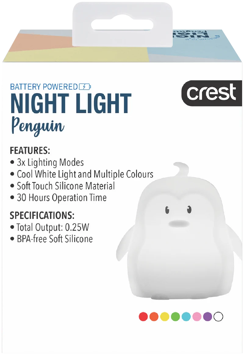 Crest Kids Multi-Coloured Mini Night Light Penguin