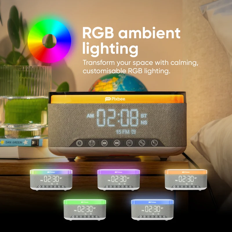 Pixbee 5-in-1 Alarm Clock with Charging Dock