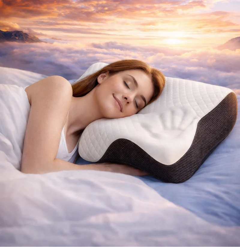 Cuscino Cervicale Memory Foam Ergonomico a Farfalla con Federa Lavabile