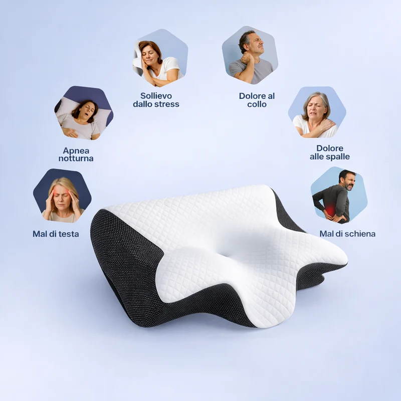 Cuscino Cervicale Memory Foam Ergonomico a Farfalla con Federa Lavabile
