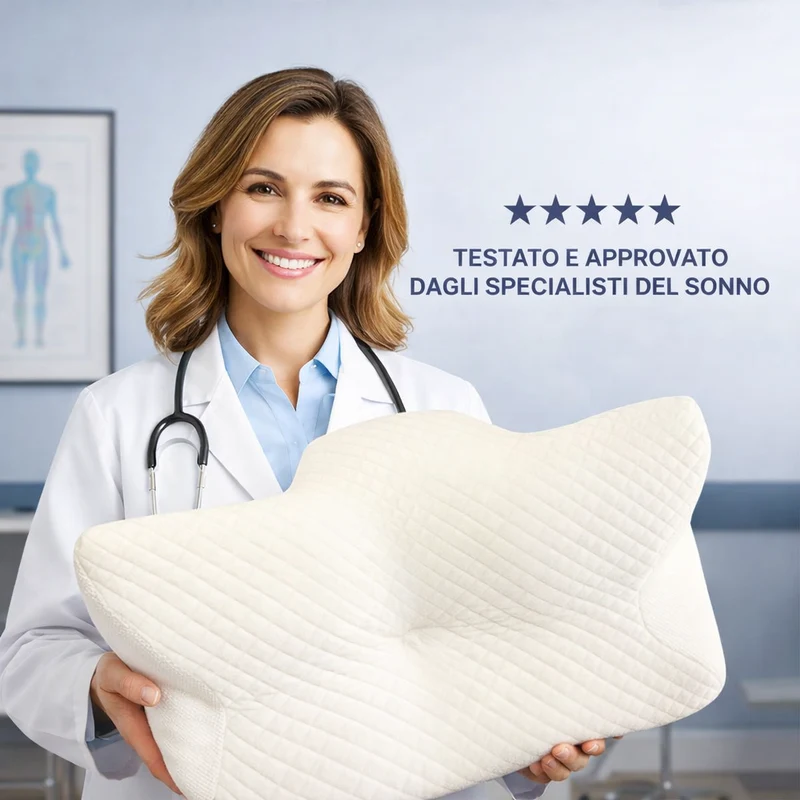 Cuscino Cervicale Memory Foam Ergonomico a Farfalla con Federa Lavabile