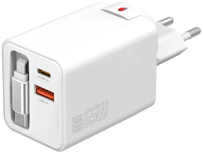 B-Ware 4smarts Netzladegerät Ladegerät USB-C GaN Flex Jojo Kabel weiß Reiseadapter 65 W