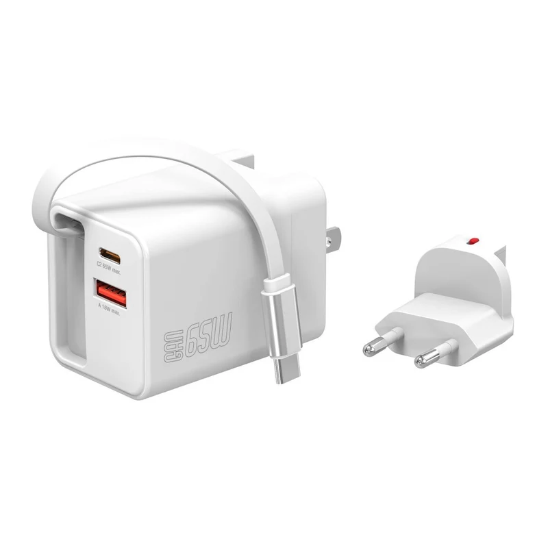 B-Ware 4smarts Netzladegerät Ladegerät USB-C GaN Flex Jojo Kabel weiß Reiseadapter 65 W