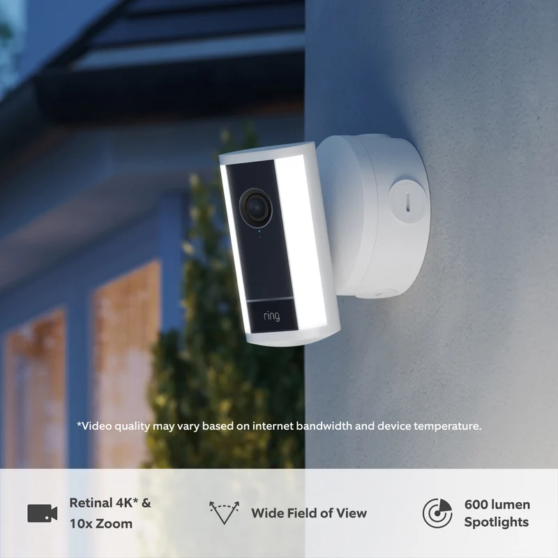 Ring Spotlight Camera 4K Pro - POE Security Camera - White