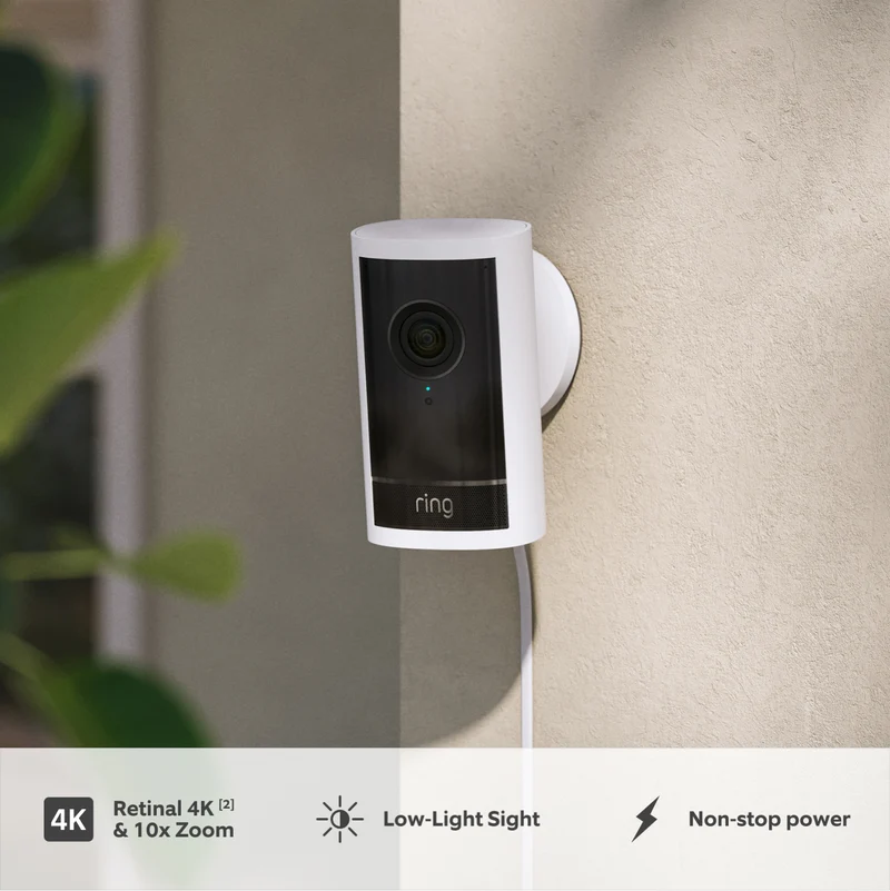Ring Outdoor Camera 4K Pro - Plug-In Security Camera - White