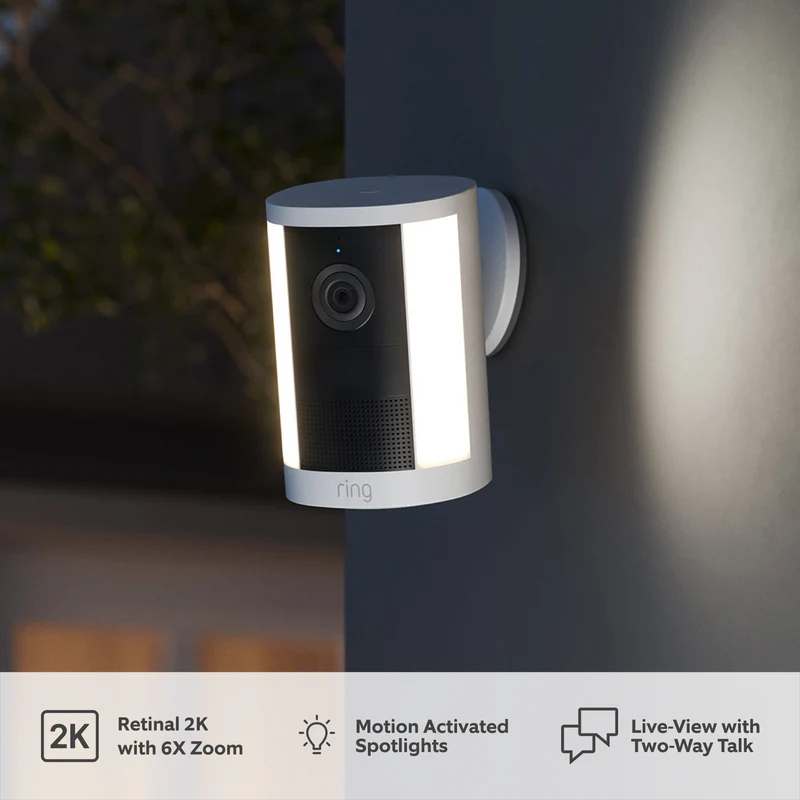 Ring Spotlight Camera 2K - Battery Security Camera - White