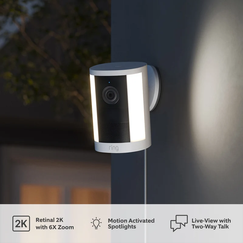 Ring Spotlight Camera 2K - Plug-In Security Camera - White