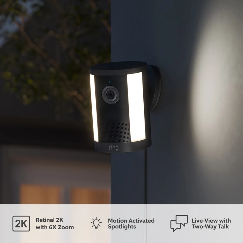 Ring Spotlight Camera 2K - Plug-In Security Camera - Black