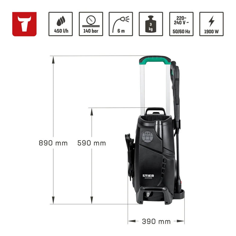 B-Ware STIER Hochdruckreiniger Reinigungsgerät DIG-140 Wasserfilter Schaumsystem 450l/h