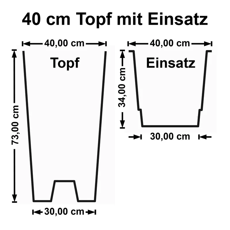 B-Ware Euro3Plast Blumentopf Übertopf Pflanzkübel Anthrazit 2er Set 73 cm Pflanzeinsatz