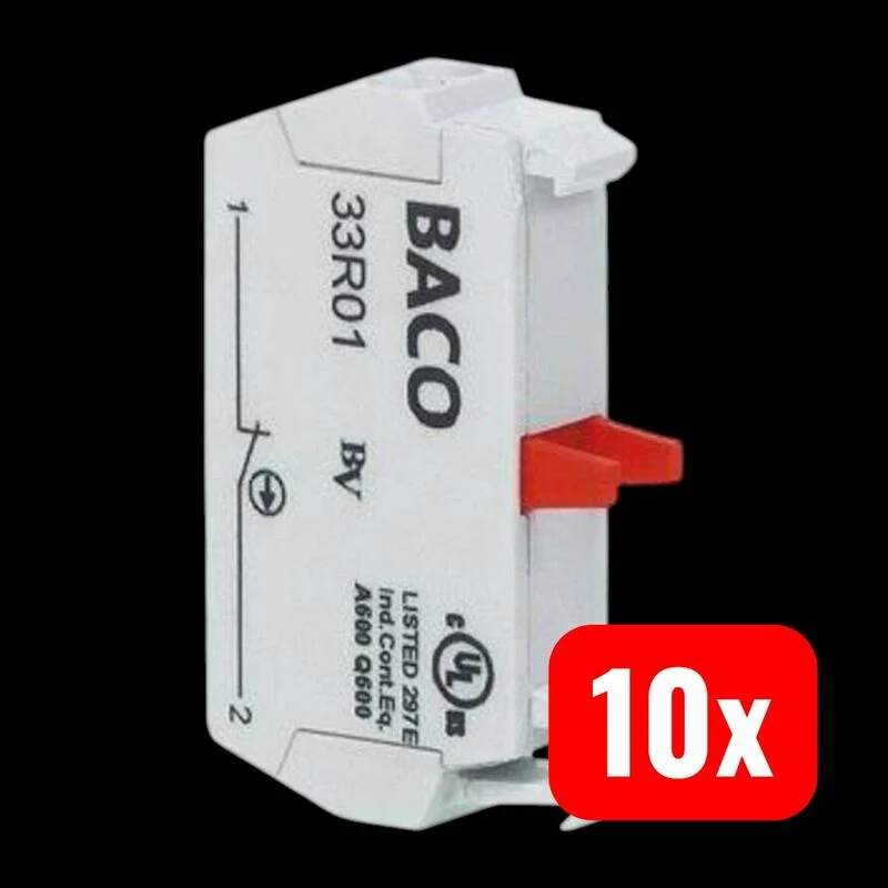 10x B-Ware BACO Kontaktelement 33R10 1 Schließer tastend 600V IP20 Frontbefestigung 1 St.